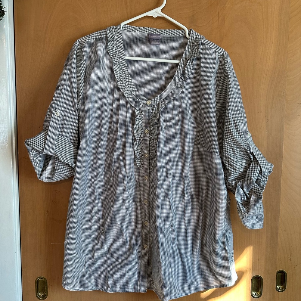 Blue and white blouse